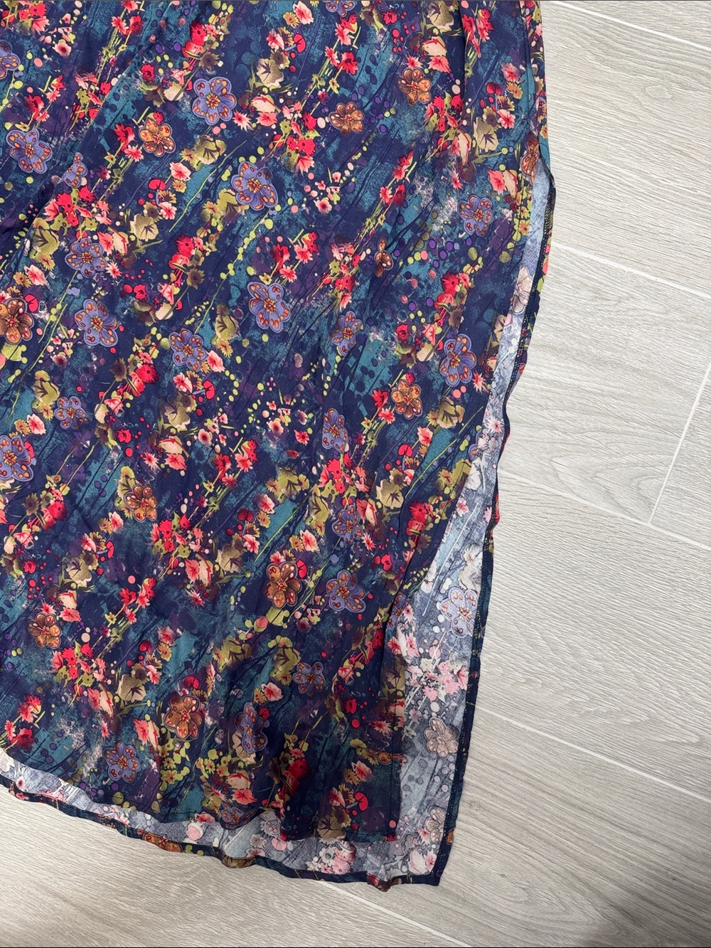NATURAL LIFE Navy Floral Maxi Skirt with Pink & Green Accents - Picture 6 of 6